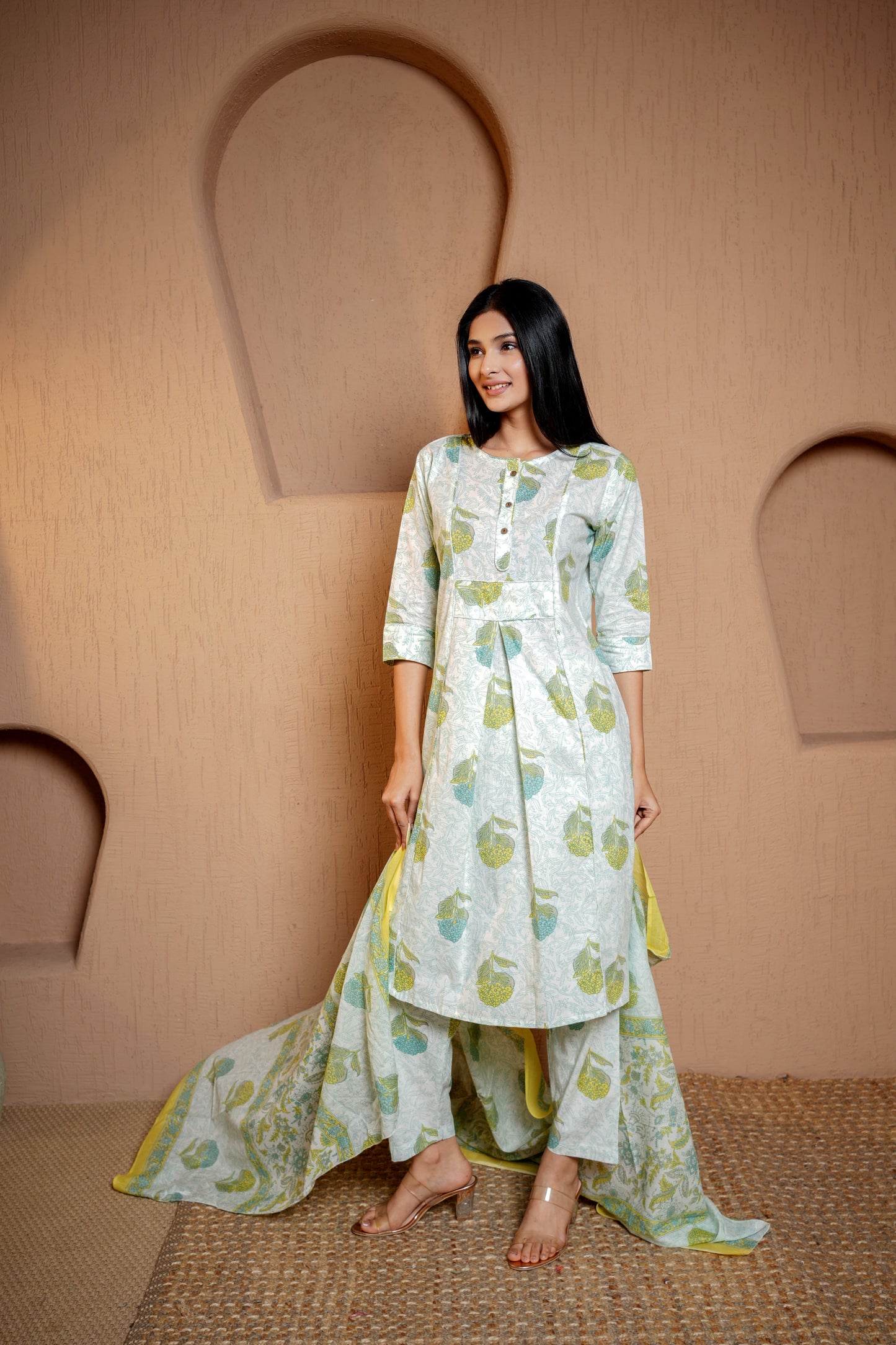 Tropical Hues Wrink Dupatta Set