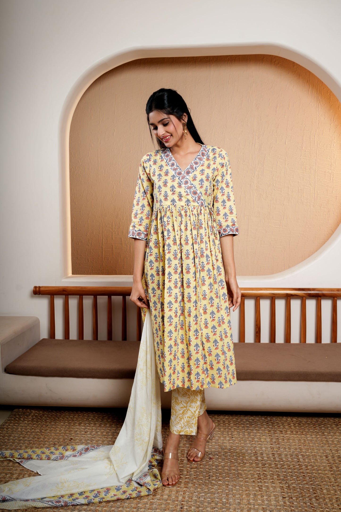 Khaki Chic Cotton Dupatta Set