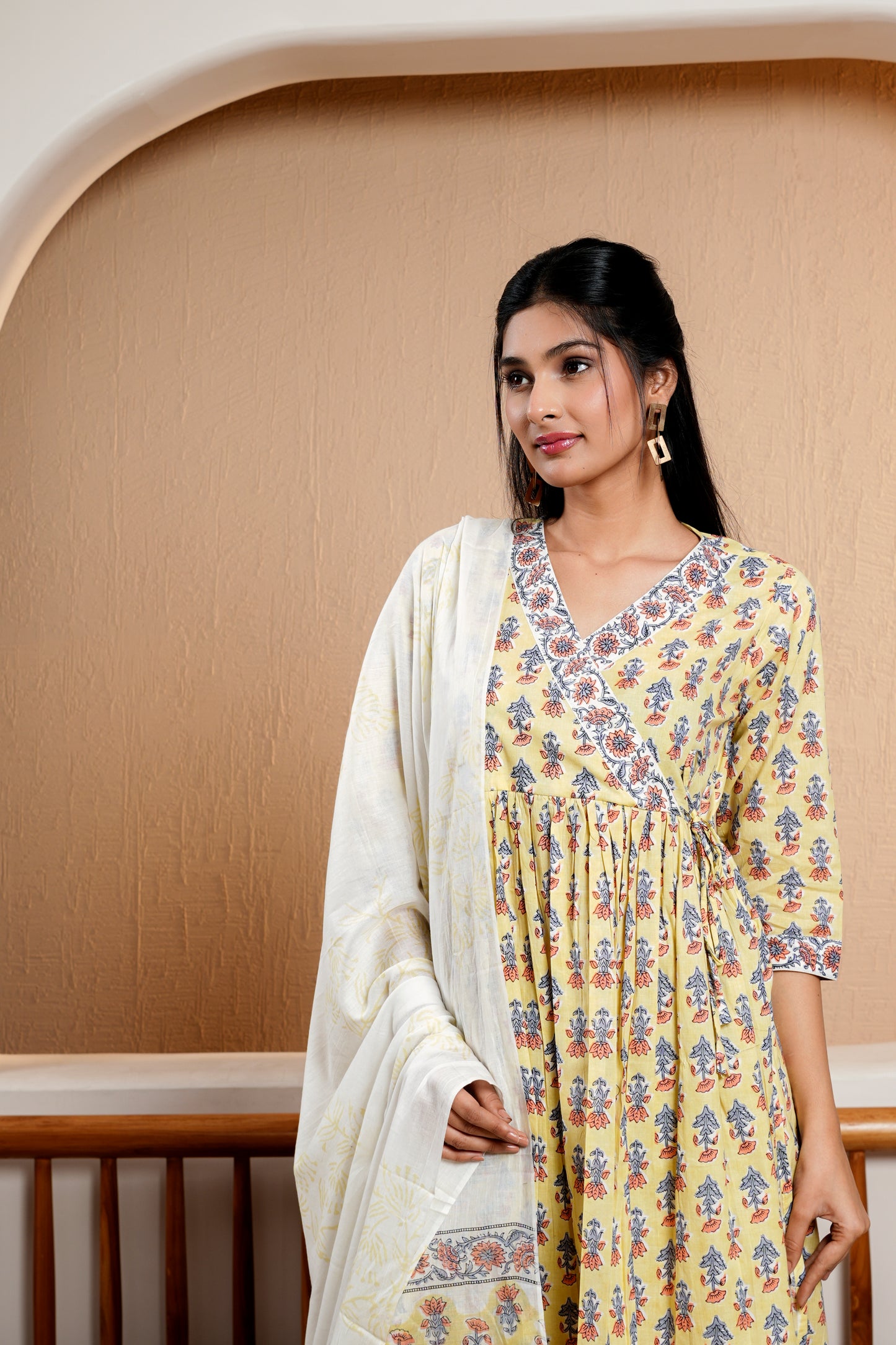 Khaki Chic Cotton Dupatta Set