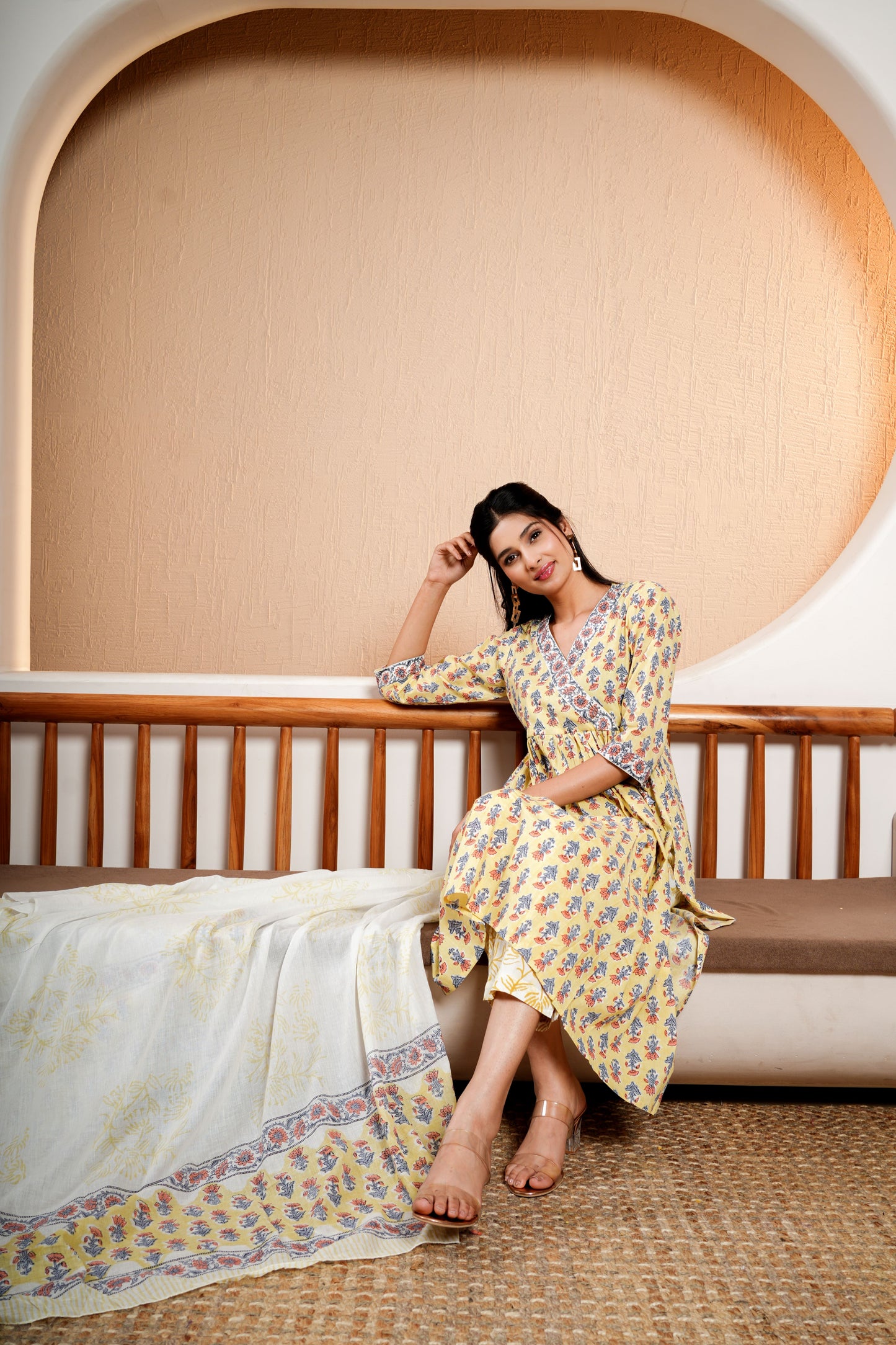Khaki Chic Cotton Dupatta Set
