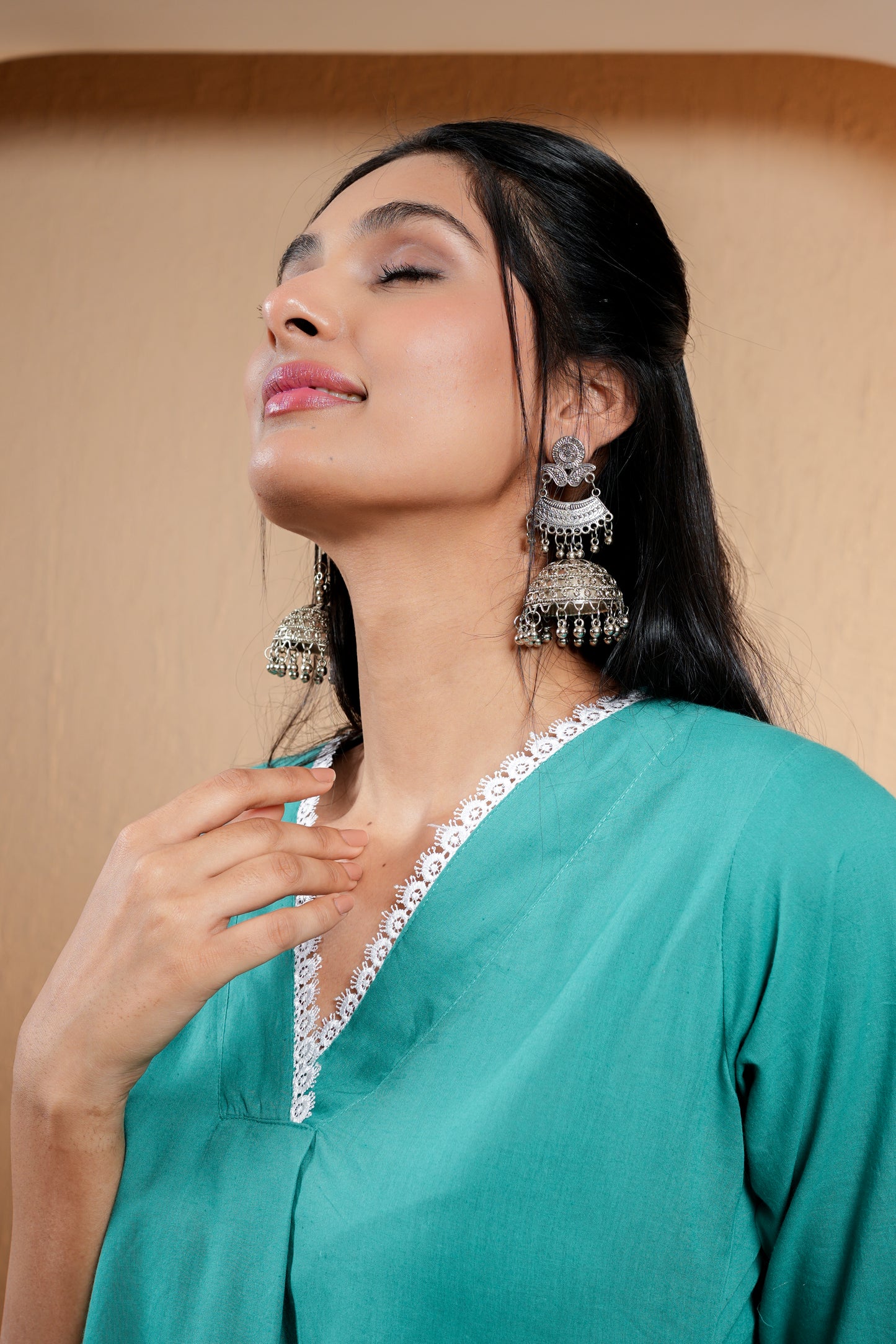 Serene Olive plain dupatta set for women