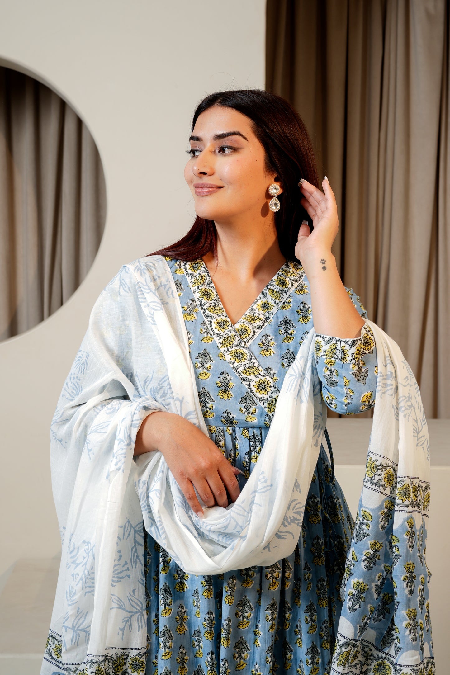 Charcoal Chic Dupatta Set for women