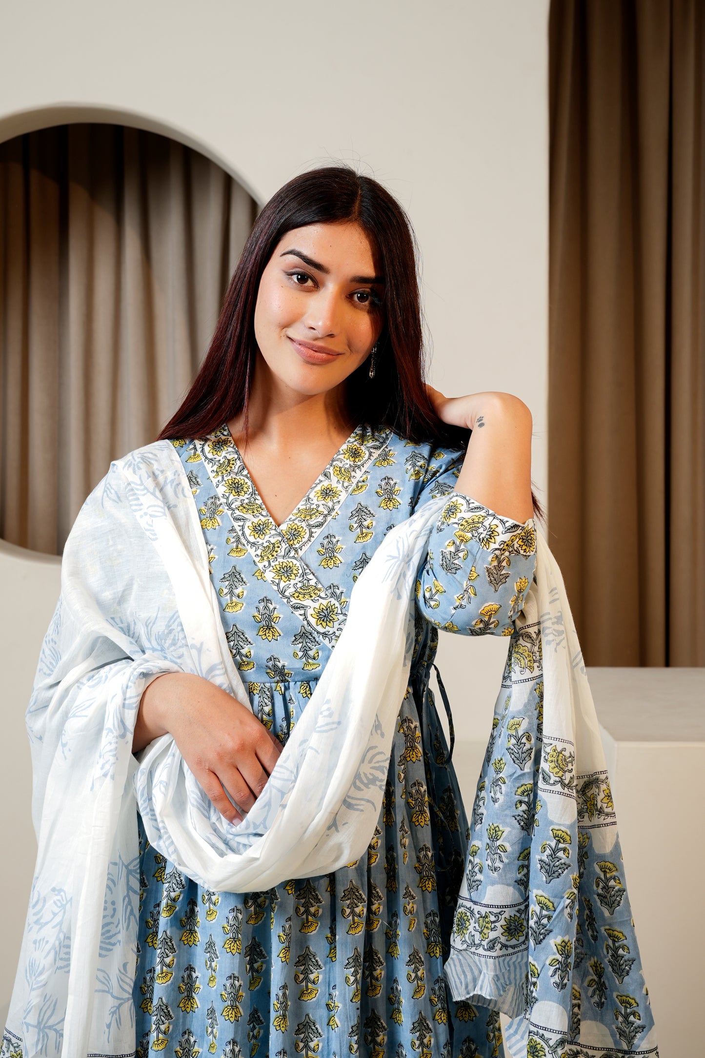 Charcoal Chic Dupatta Set for women