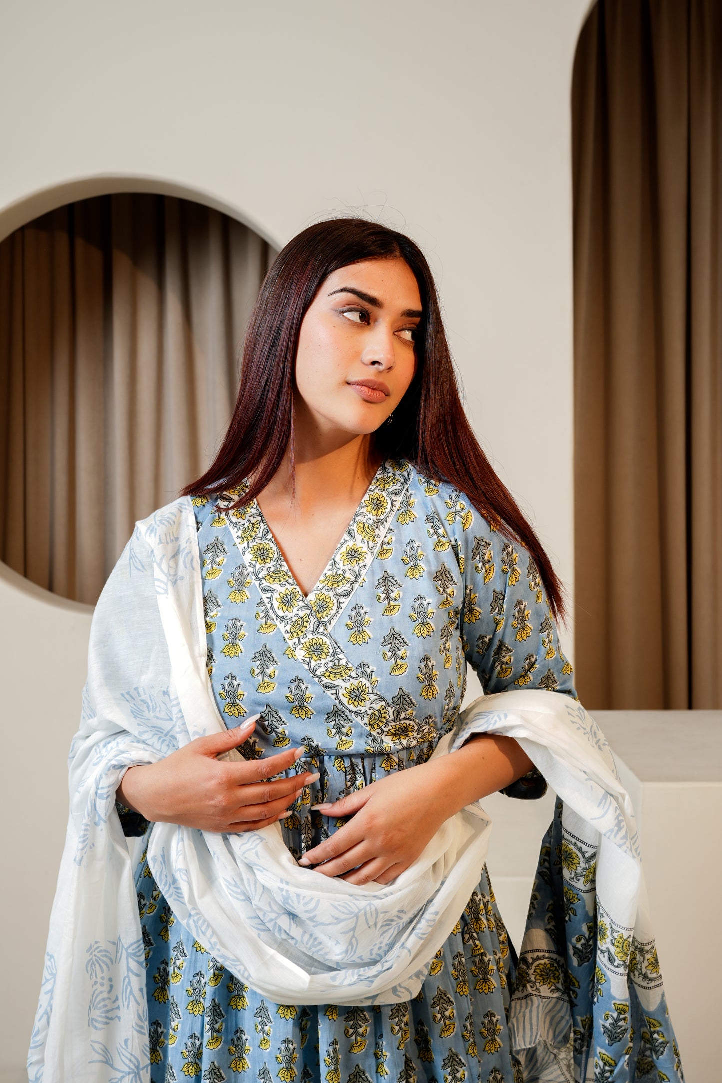 Charcoal Chic Dupatta Set for women
