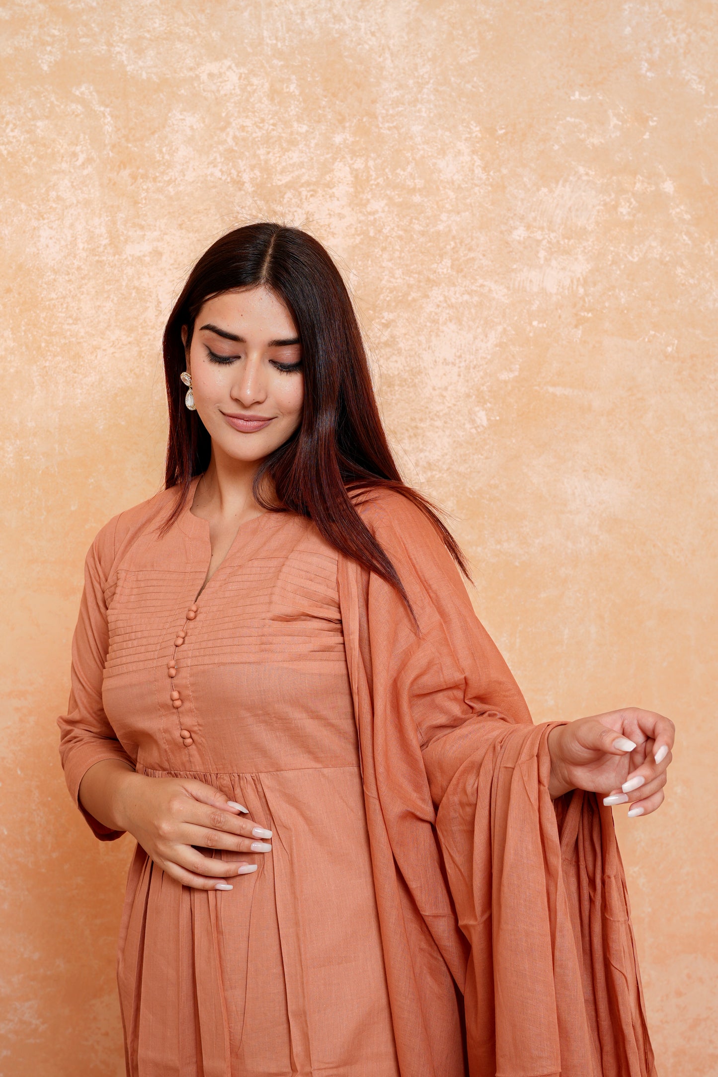 Begen Beige Dupatta Set for women