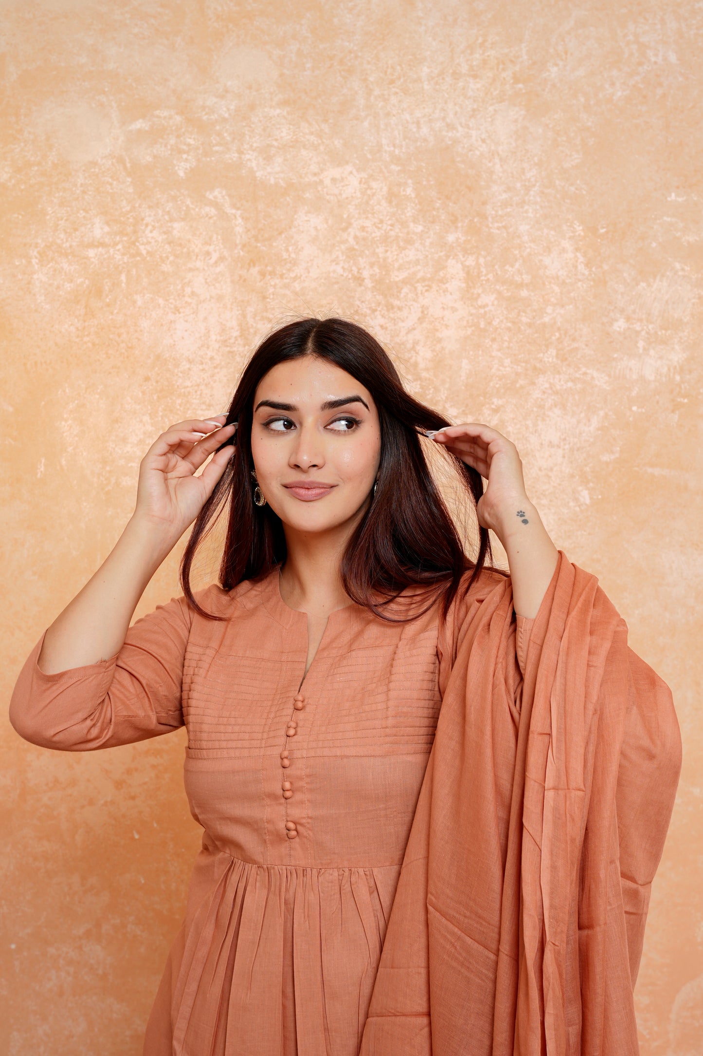Begen Beige Dupatta Set for women