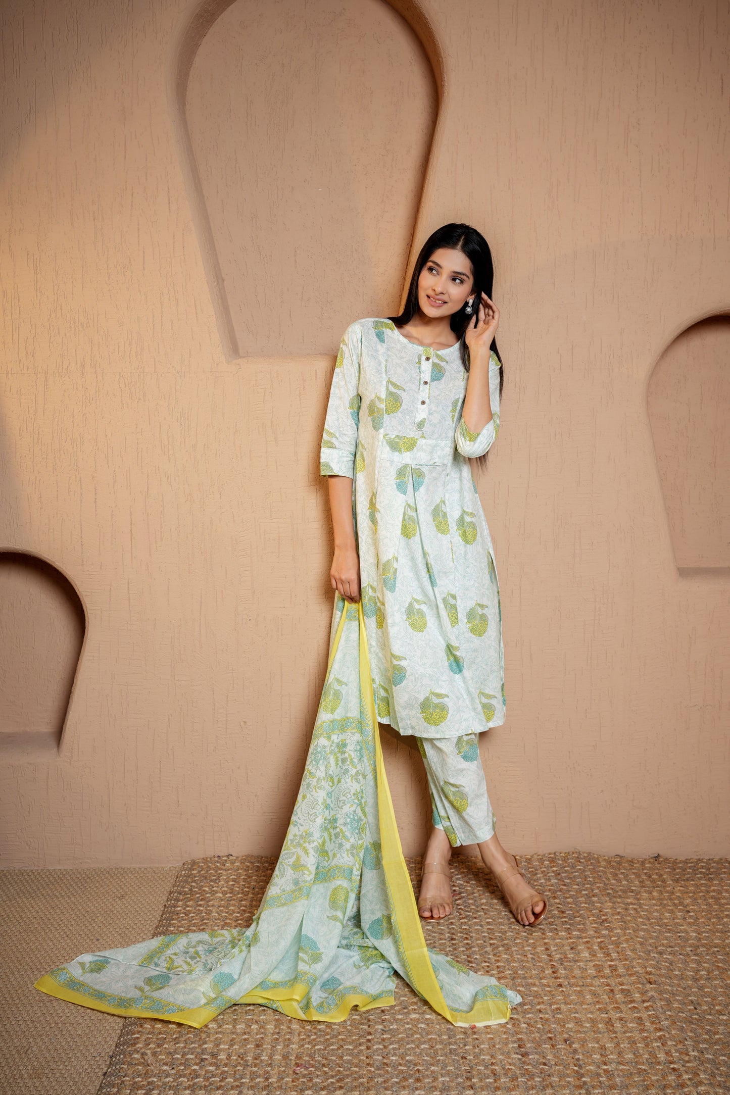 Tropical Hues Wrink Dupatta Set