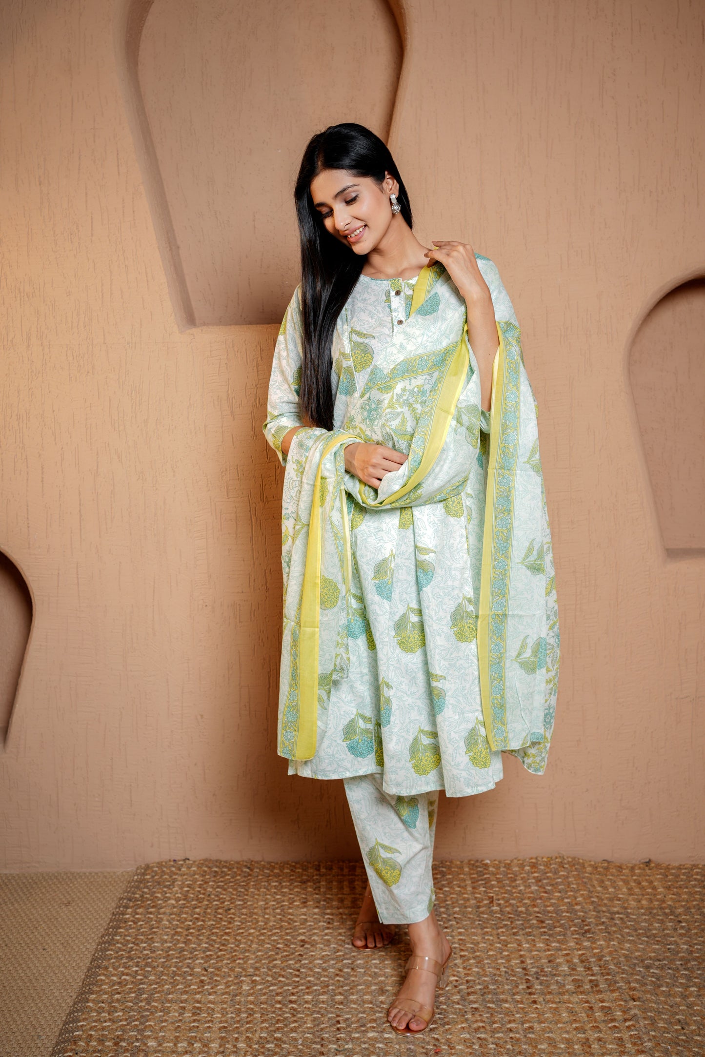 Tropical Hues Wrink Dupatta Set