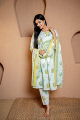 Tropical Hues Wrinkle Kurti