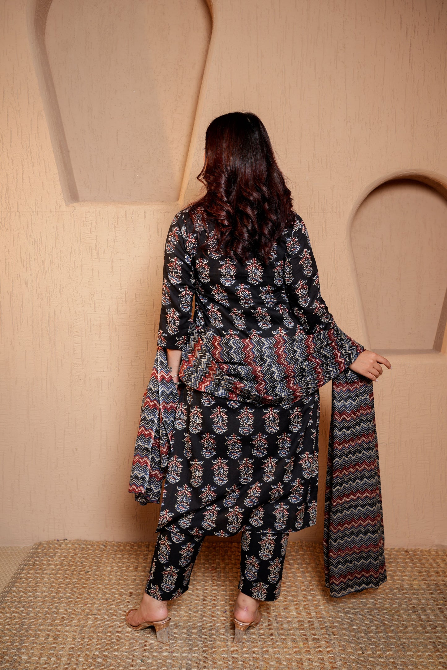 Royal Ebony Black Printed Suit For Women