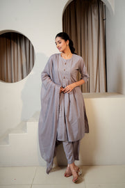 Basil Bliss Grey Dupatta Set