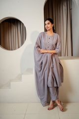 Basil Bliss Grey Dupatta Set