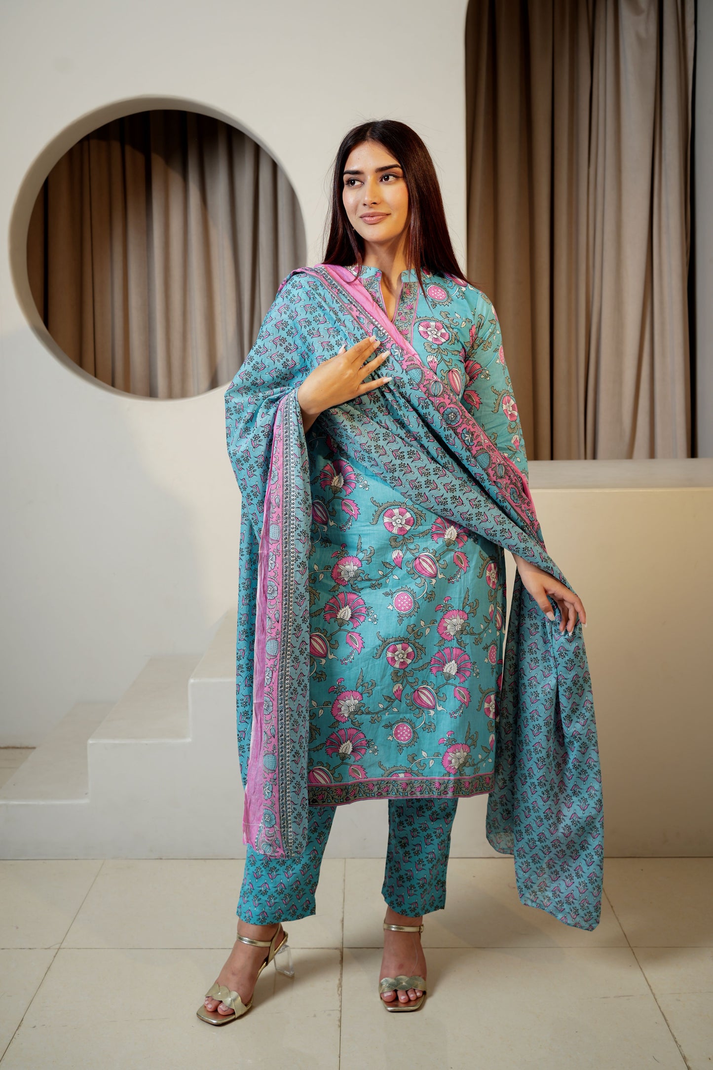 Petal Soft Blue Affair Dupatta Set