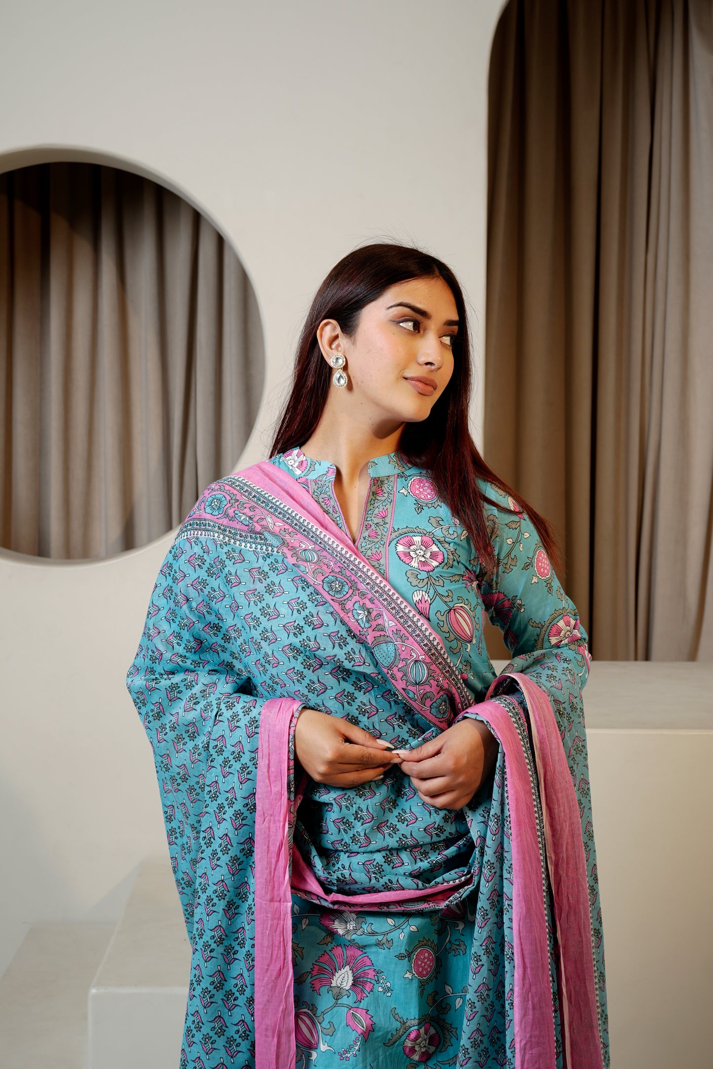 Petal Soft Blue Affair Dupatta Set