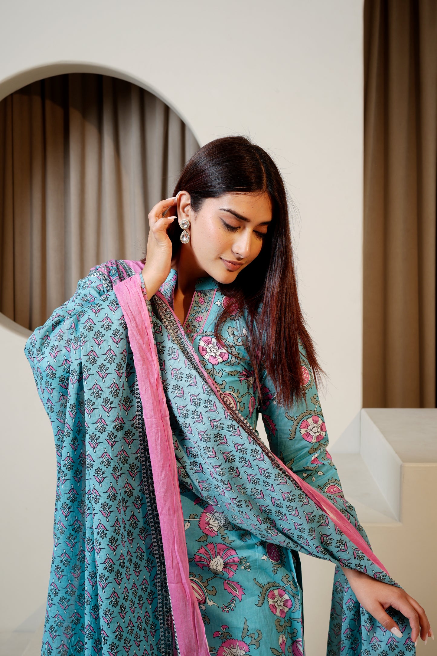 Petal Soft Blue Affair Dupatta Set