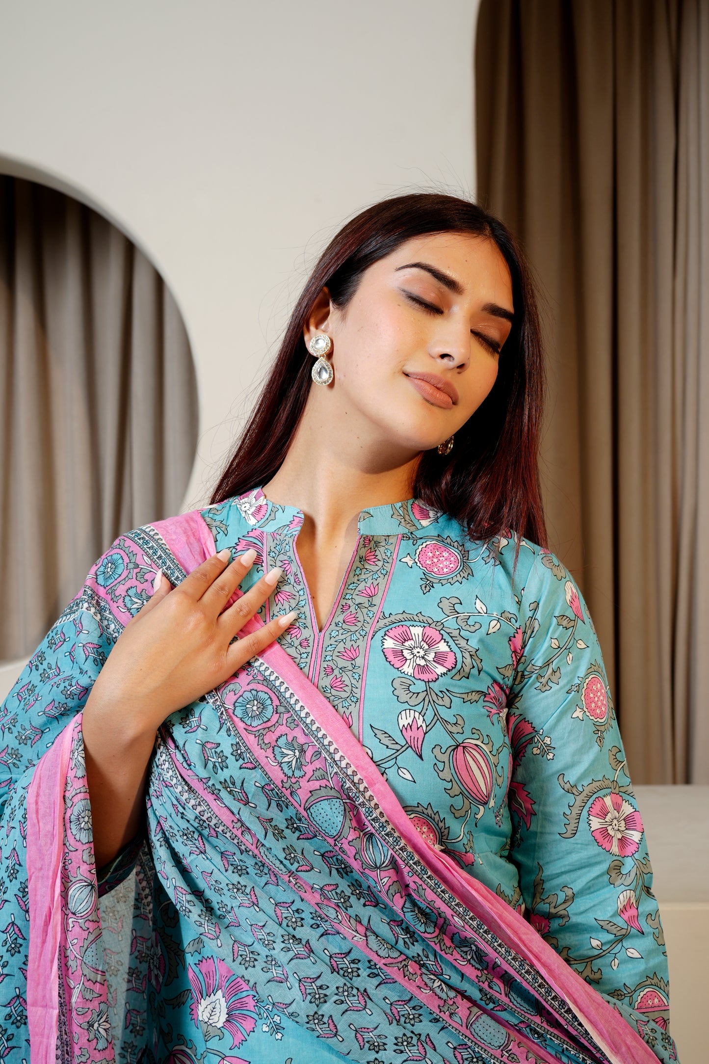 Petal Soft Blue Affair Dupatta Set