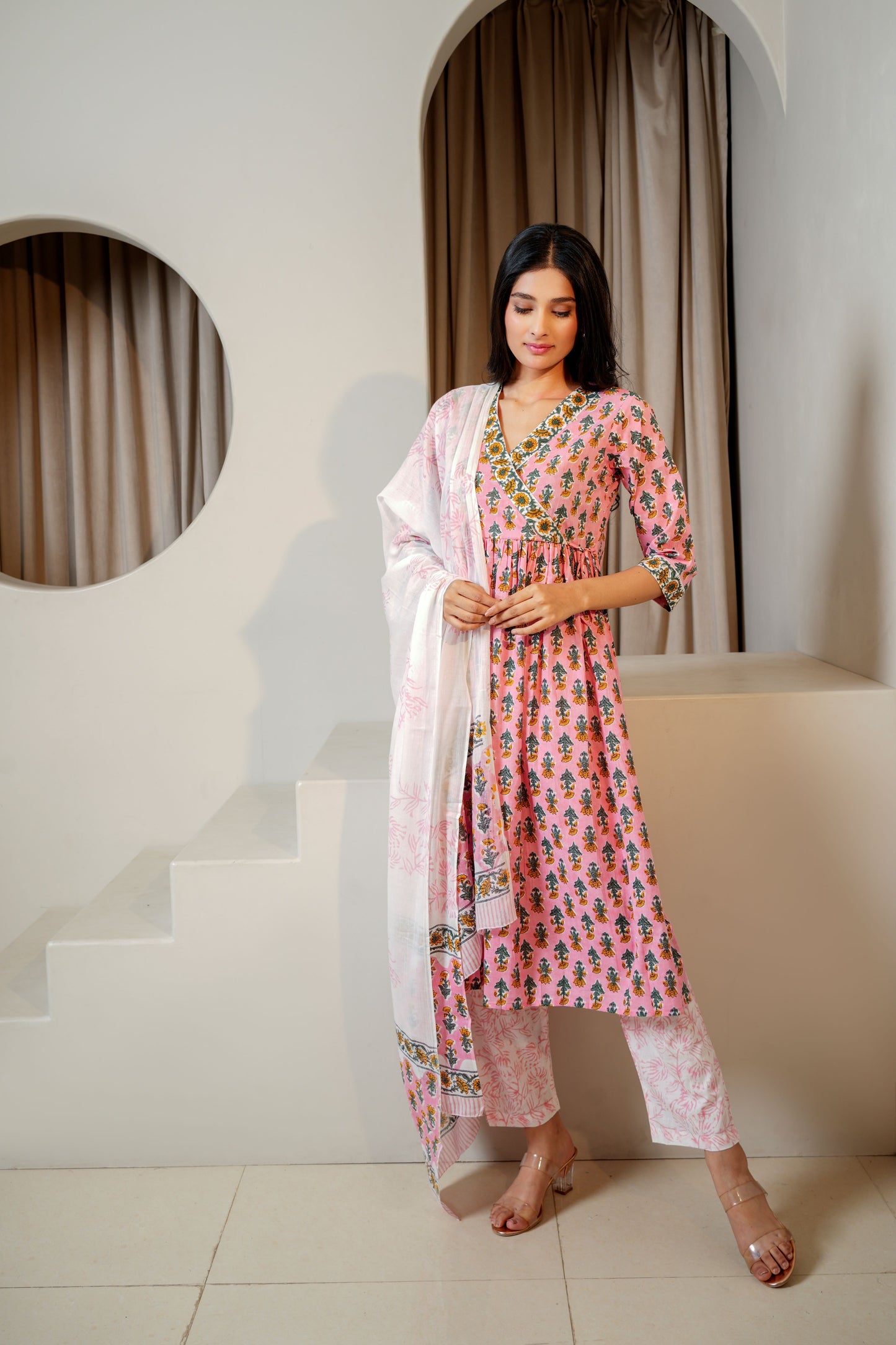 MauveMist Cotton Dupatta Set