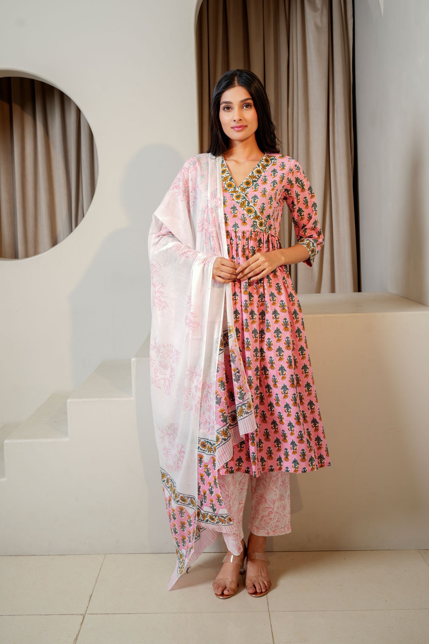 MauveMist Cotton Dupatta Set