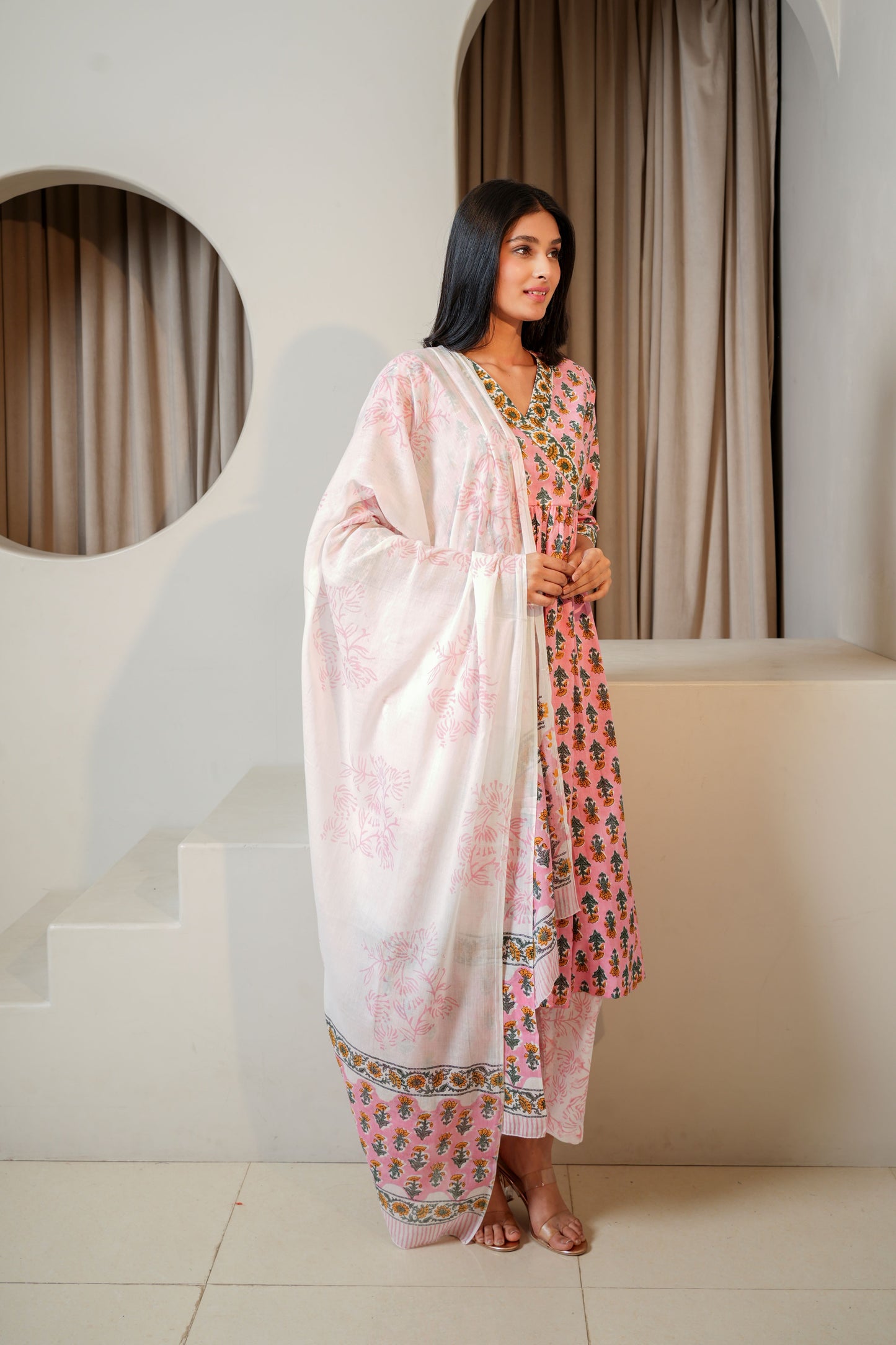 MauveMist Cotton Dupatta Set