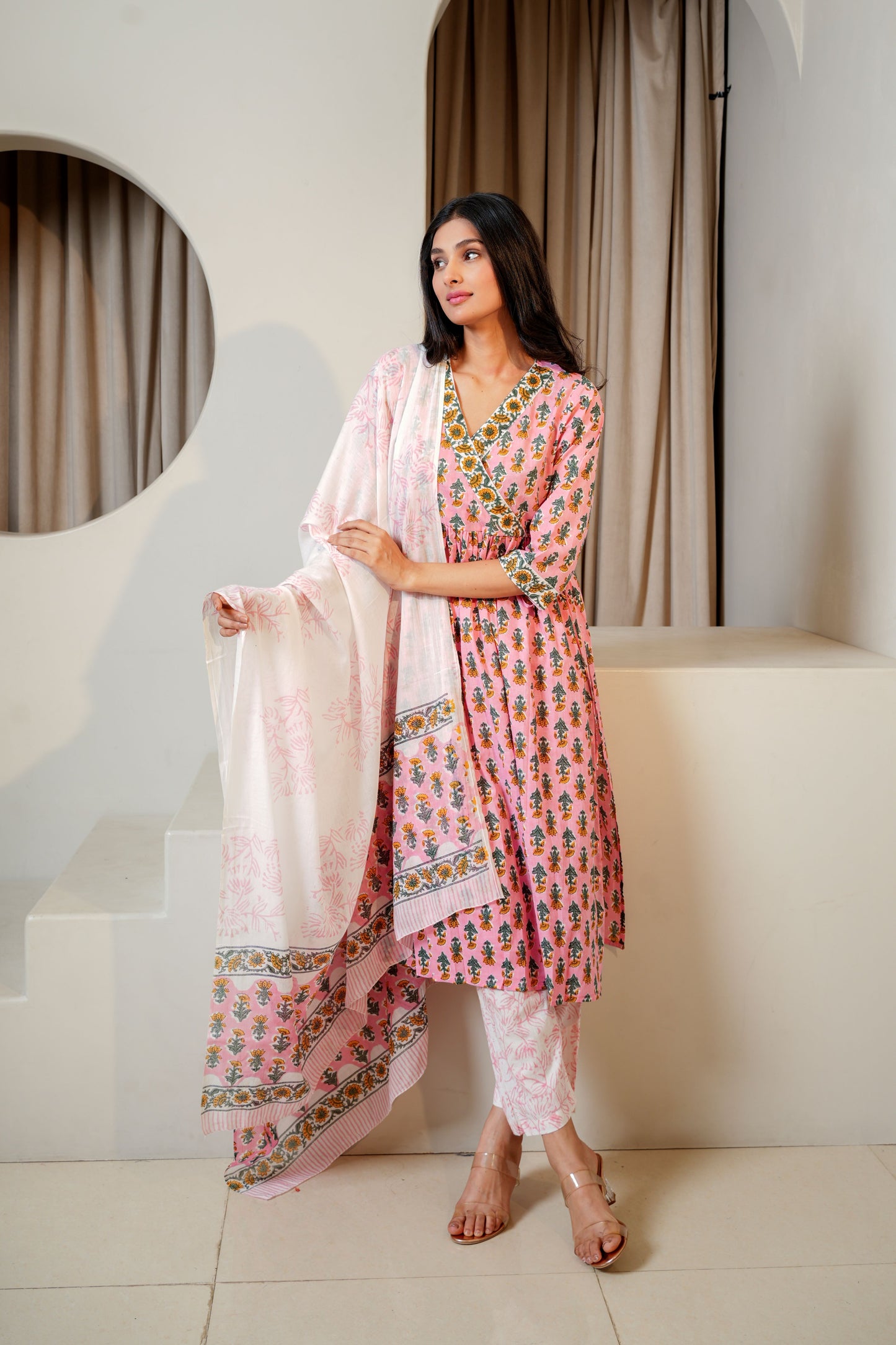 MauveMist Cotton Dupatta Set
