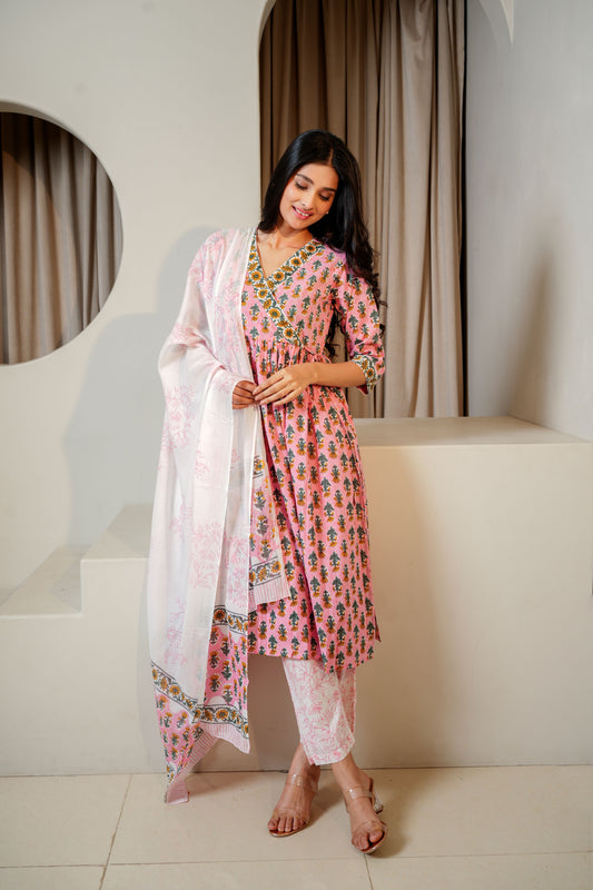 MauveMist Cotton Dupatta Set