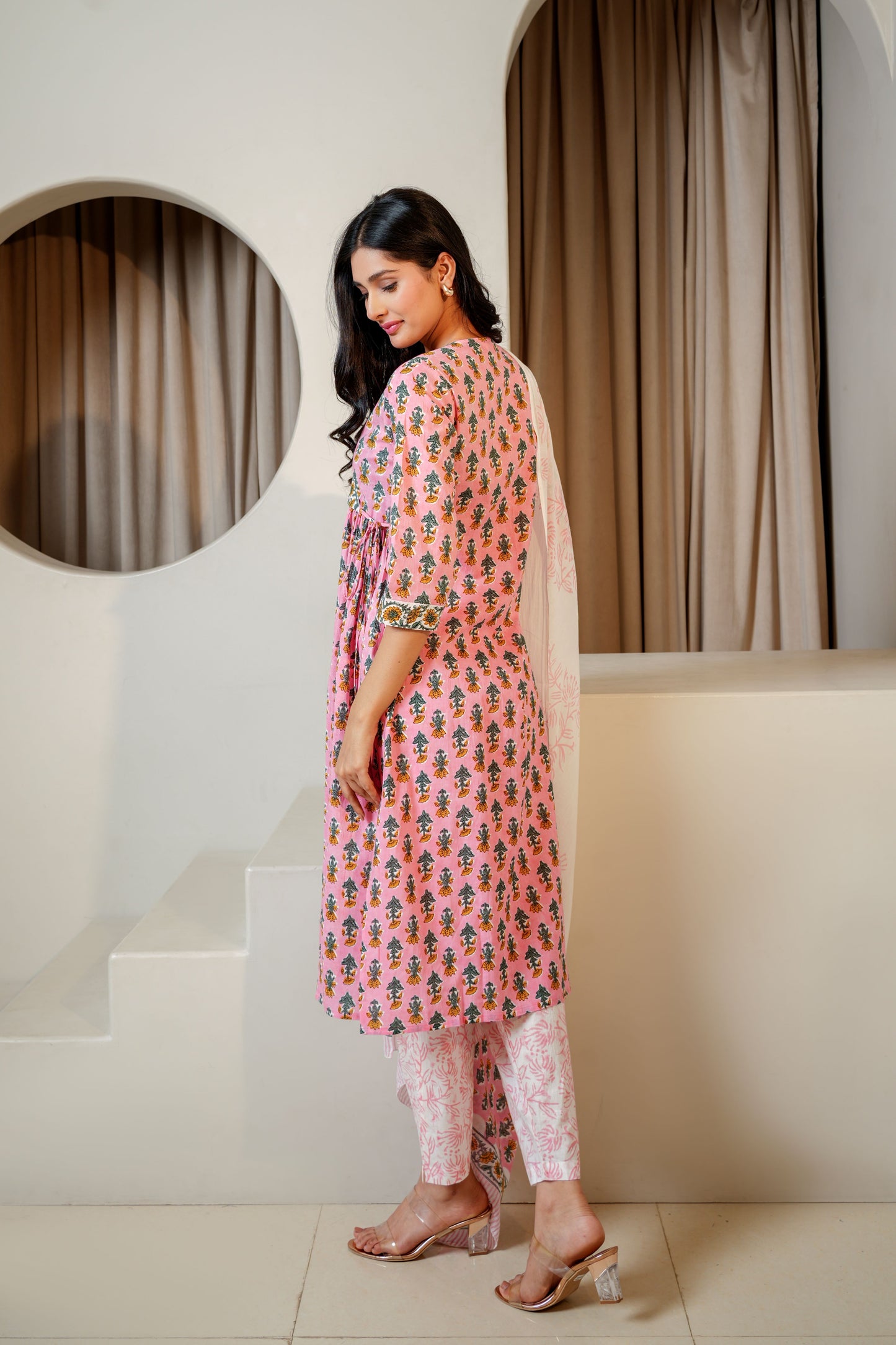 MauveMist Cotton Dupatta Set