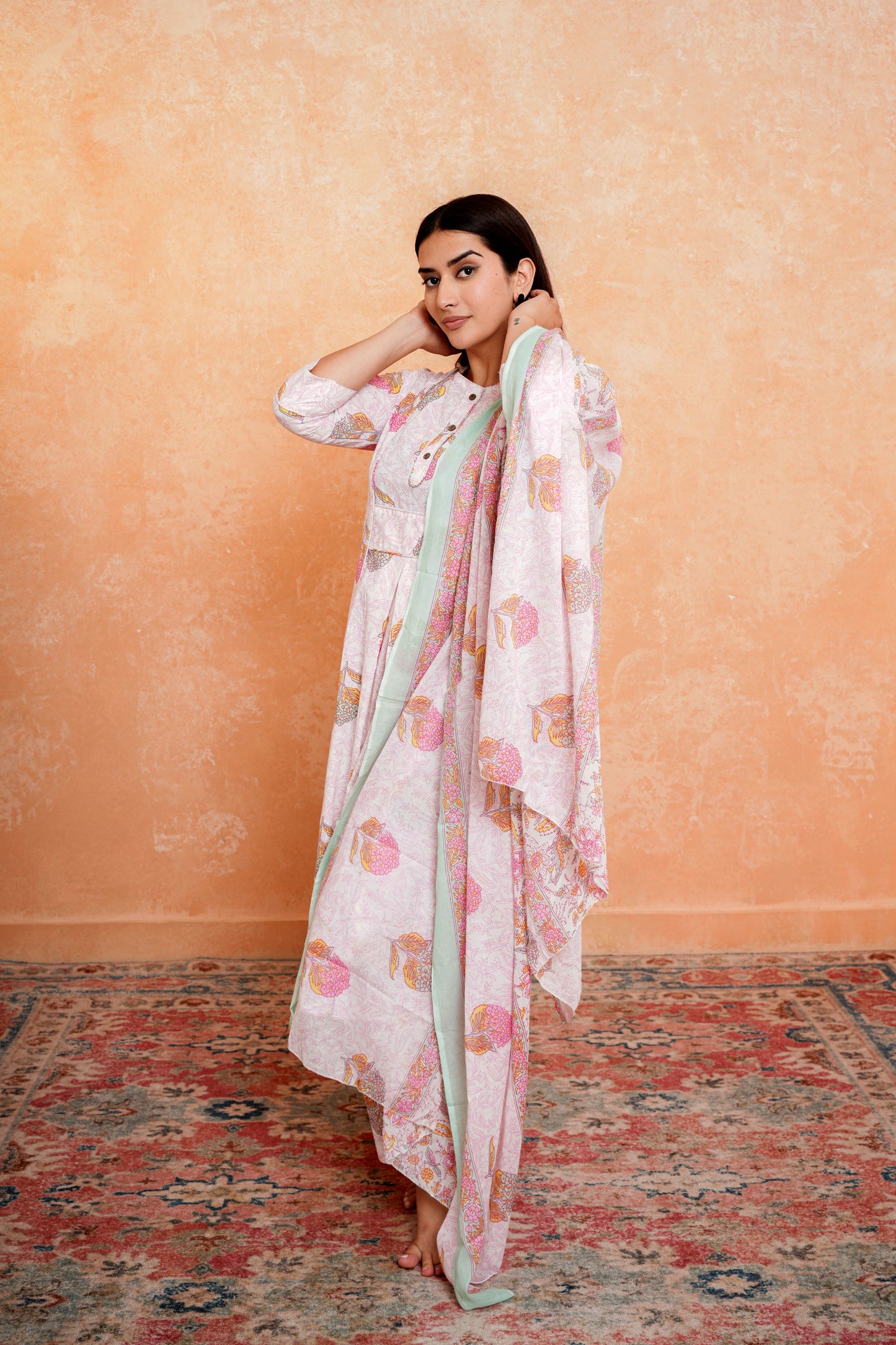 Crimson Comfort Cotton Dupatta Set