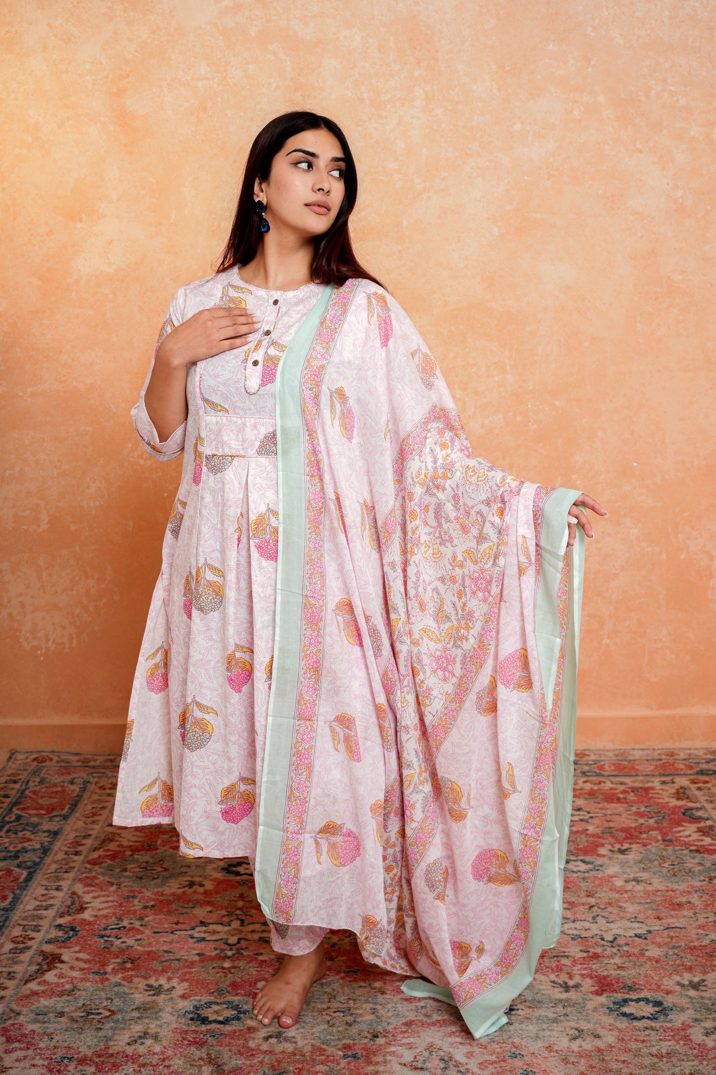 Crimson Comfort Cotton Dupatta Set