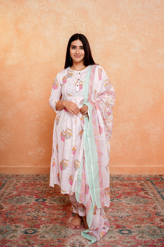 Crimson Comfort Cotton Dupatta Set