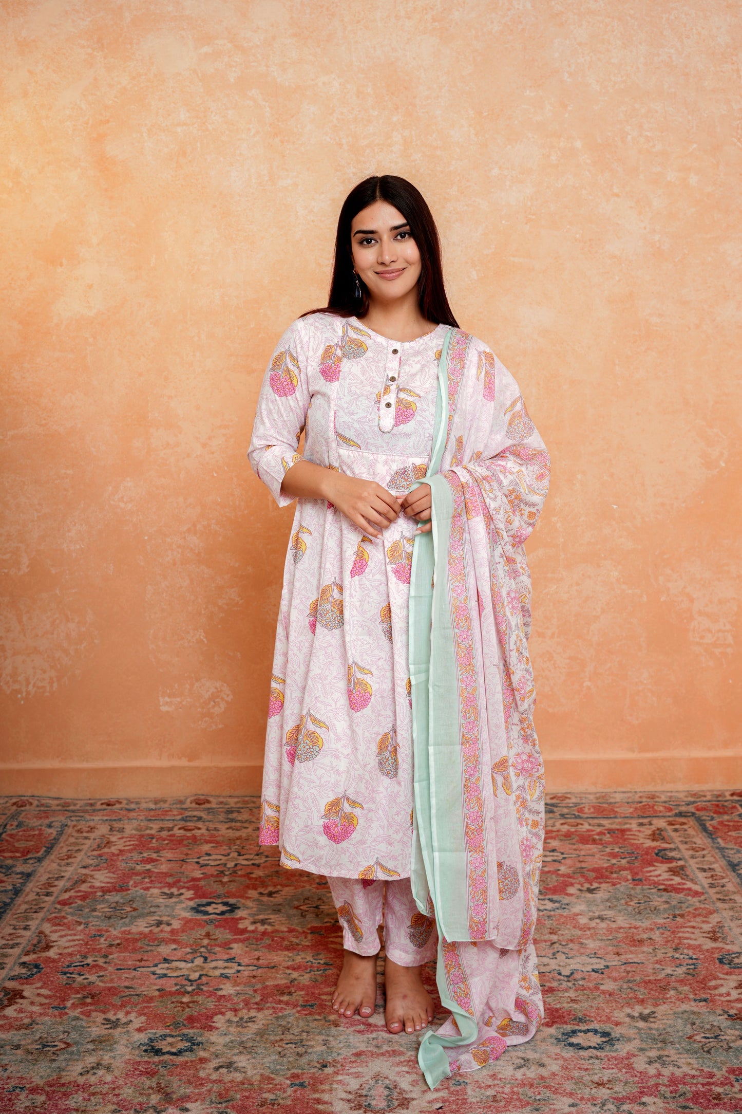 Crimson Comfort Cotton Dupatta Set