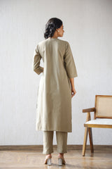 Khaki Chic Cotton Kurti Set