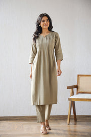 Khaki Chic Cotton Kurti Set