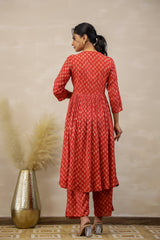 Scarlet Blossom Crape Kurti Set