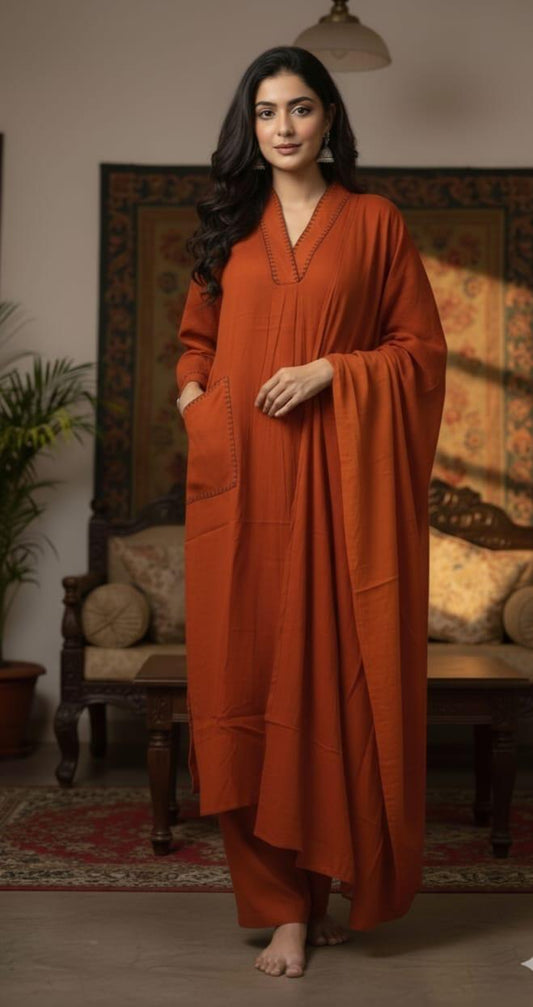 Terracotta Calm Co-ord Set with Dupatta